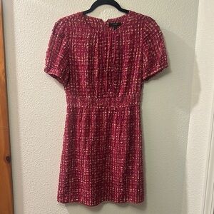 J. Crew Red A-Line Mini Dress with Puff Sleeves
